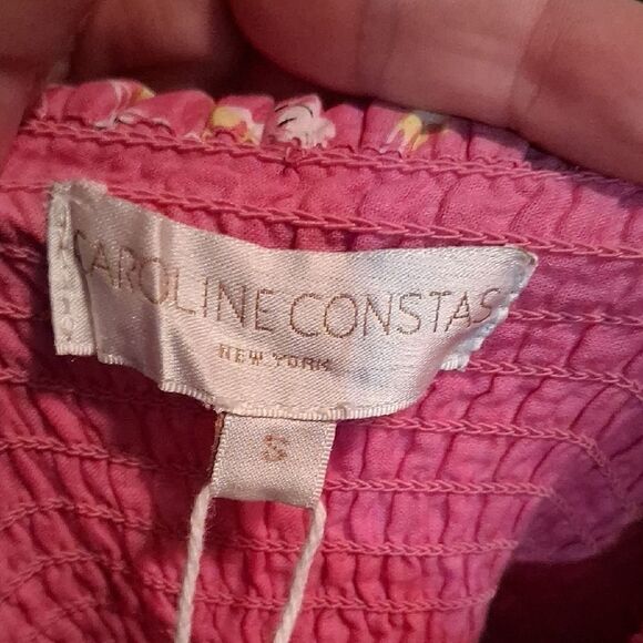 NWT CAROLINE CONSTAS Smocked Floral Pink/multicolor Boho Print Dress S - Picture 6 of 16